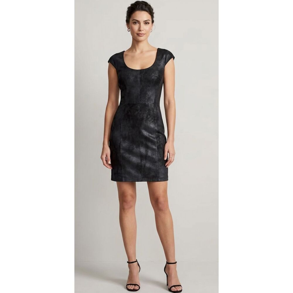 Velvet by Graham Spencer Black Faux Leather Mini Dress Women's Size Small